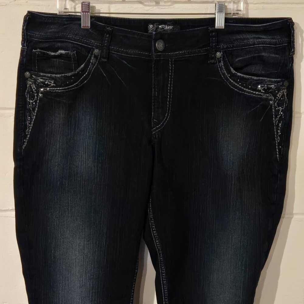 Silver Jeans Women's Suki 17" MR Curvy Fit Slim Boot Jeans Size 20/33 EUC